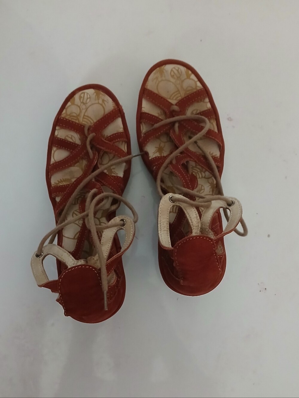 London Women's Red Strappy Wedge Sandals Size 38